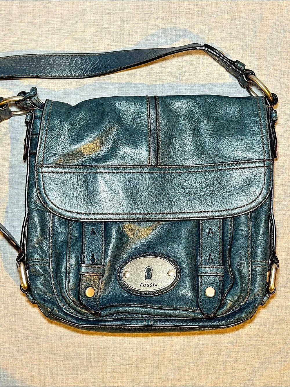 Fossil Maddox Leather Crossbody Bag in Blue
